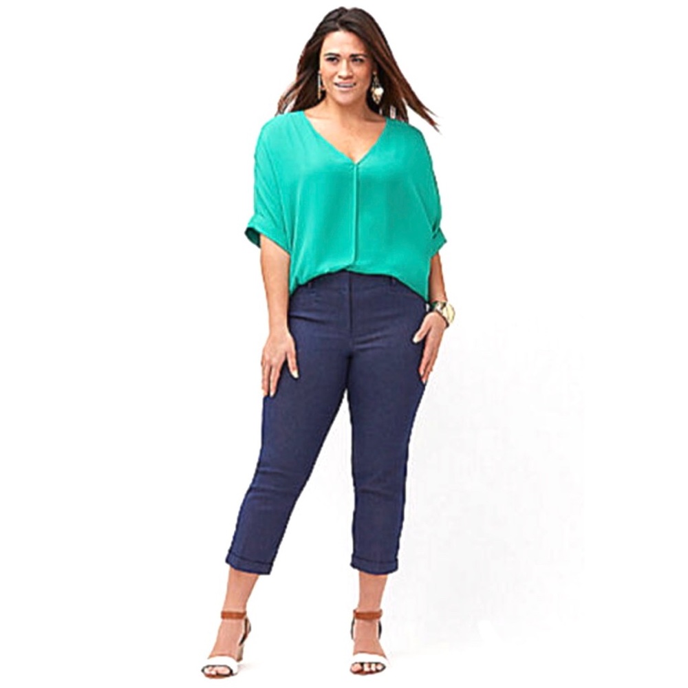 Lane Bryant Ashley Slim Tailored Crop Pants blue